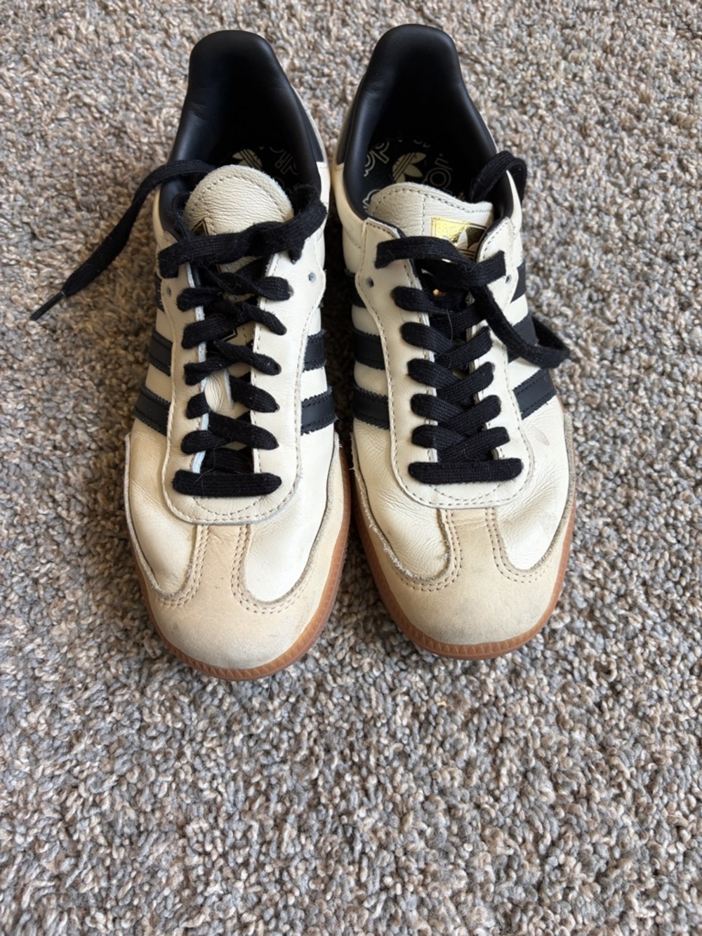 adidas Samba Sneakers in Cream with Black Stripes - Picture 2 of 6